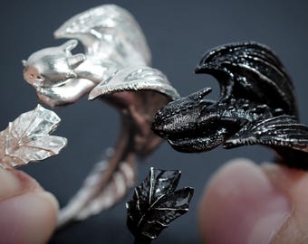 REBAJAS 50% Joyería de Cómo entrenar a tu dragón, anillo de dragón Desdentado y Furia Luminosa hecho a mano, anillo ajustable de plata para regalo de fans de HTTYD