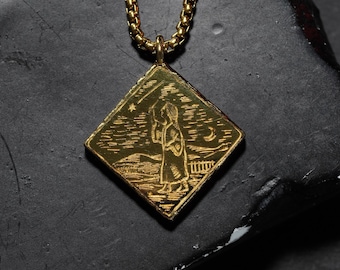 Stargazer Heirloom Pendant & Necklace | EXCLUSIVE Handmade 14K Gold-Plated 950 Silver Necklace Inspired by Elden Ring for Soulsborne Fans