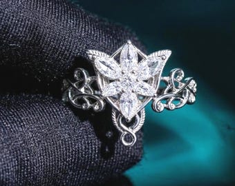 Evenstar Ring Engagement Ring, L.0.rd of the Rings Jewelry,LOTR Engagement Gift, Tolkien Fan Collectible, Romantic Gift