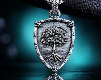 EXCLUSIVE The Wandering Hedge Knight Shield Pendant - Ancient E.l.m Tree & Sh00ting Star Crest - Gift for Fantasy Fans
