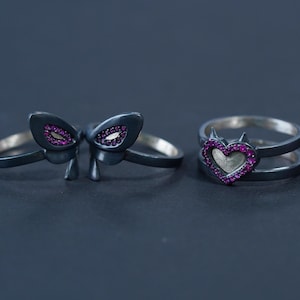 EXCLUSIVE Handmade Clove Heart and Butterflies Ring, Valorant Jewelry, Gaming Signet Ring, Ideal Cosplay Accessory for Valorant Enthusiasts