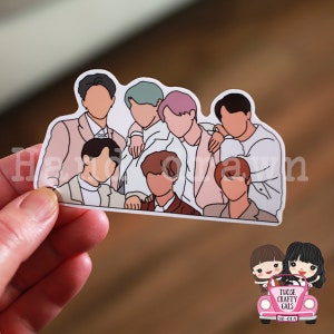 Hand-drawn Boy group BTS 4&quot; Vinyl sticker, glossy finish, Ready to ship