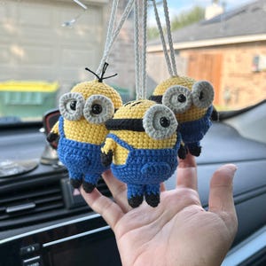 Crochet Minions Hanging, Valentines Gift, Birthday gift