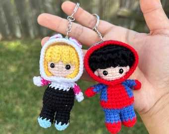 Crocheted Spider-Man And Superhero Hanging For Car Mirrors