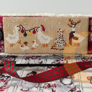 A Very Goosey Christmas Digital PDF Cross Stitch pattern; downloadable; Christmas, Christmas Goose, Merry Christmas, modern cross stitch
