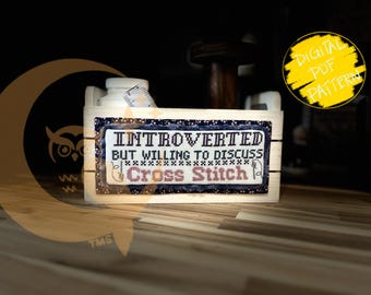 Introvert Cross Stitch Pattern: Modern Embroidery (Digital PDF)