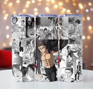 20 Oz Skinny Tumbler, Anime Sublimation Design PNG, Manga Panel Collage, Straight Tumbler, Anime Digital Download, Instant Download