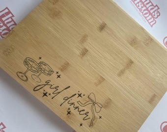 Girl Dinner Charcuterie Board, Laser Engraved, Custom Cheese Board.