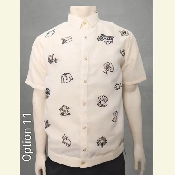 Barong for Men with Scattered Fun Embroidery | Modern Polo Barong | Filipino Occasion Wear | 2ITEMS13OFF