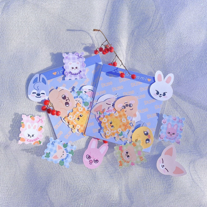 A mini SKZOO sticker sheet featuring adorable, kawaii chibi-style Stray Kids SKZOO characters. Perfect for decorating planners, journals, scrapbooks, laptops, and more. Handmade stickers for decorating phone cases, toploaders, and notebooks. Perfect for aesthetic journaling, kawaii stationery, and Stray Kids-inspired planner accessories. Designed for K-pop and Stray Kids fans. A must-have for SKZOO collectors and stationery. Perfect gift for K-pop fan, and perfect gift-giving.