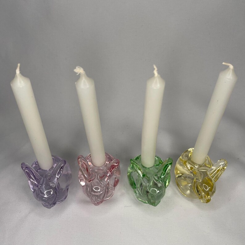Vintage New in Box Mini Glass Bunny Candleholders Set of 4 - Etsy