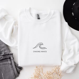 Chasing Waves Shirt Surf Vibes Tee Ocean Wave Minimalist TShirt Surfer Hoodie Beach Life Coastal Gift for Water Lovers