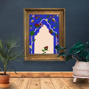 Khayalon ki Angaan-Konsttryck | Mughal blombåge | Desi heminredning | Väggtryck | Urdu poesi | Pakistansk konst | Pakistansk heminredning