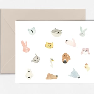 Carte de voeux animal mignon, carte de voeux baby shower, carte de voeux bébé sexe neutre