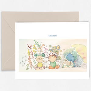Carte de voeux Namaste, carte vierge de méditation yoga, carte de pleine conscience, carte de voeux yoga, gratitude, cadeau yoga, A2, cartes pour petite amie