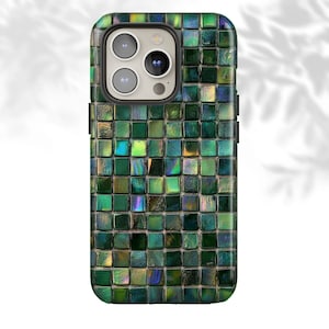 Mosaik Handyhülle Green Checker TOUGH Cover für iPhone 16 Pro,15,14,13,12, Google Pixel 9Pro XL,8A,7A,6A,Samsung S23, S25, S24 FE,S23,A55