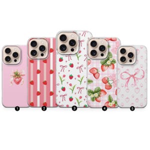Coquette Strawberry Bow Phone Case: Girly iPhone, Pixel, Samsung Cover