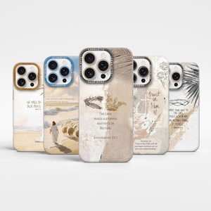 Personalisierte christliche Handyhülle Bibel-Vers-Abdeckung für iPhone 16 Pro Max, 15 Plus, 14, 13 mini, 12, Samsung S25 Ultra, S24fe, S23, A15, A36, A56, A55