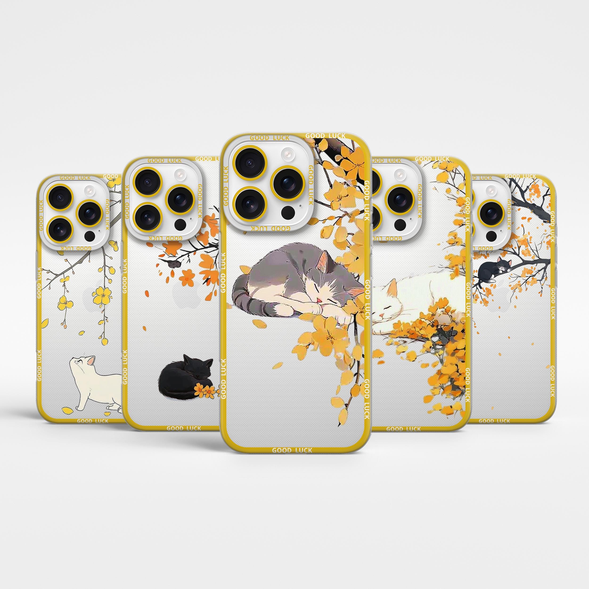 Clear Cat Phone Case: Anime Flower Design, Personalized TPU Cover