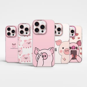 Funda para teléfono con diseño de cerdito rosa, divertida y adorable, para iPhone 16 Pro Max, 15 Plus, 14, 13 mini, 12, Samsung S25 Ultra, S24fe, S23, A15, A36, A56, A55