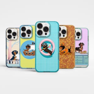 Wiener Dog-telefoonhoesje Sausage Puppy Taxi Dog Cover voor iPhone 16 Pro, 15 Plus, 14,13 mini, 12, Samsung Galaxy S25+, S24 fe, S23, A56, A55, A36, A15