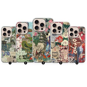 Funda estética con collage de tableros de estado de ánimo japoneses para iPhone 16 Pro, 15, 14, 13, Pixel 9, 8A, 7A, Samsung S22, S23, S24 fe, S25 Plus, A36, A55, A56