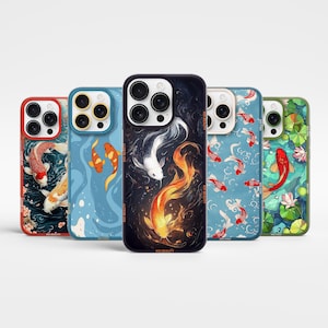 Japanese Koi fish Phone Case Carp Cover for iPhone 16 Pro Max,15 Plus,14,13 mini,12, Samsung Galaxy S25 Plus, S24 fe, S23, A56, A55, A36,A15