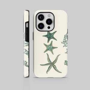 Custodia resistente con conchiglie da spiaggia verde Coastal Corals per iPhone 16Pro, 16e, 15, 14, 13, 12, Pixel 9Pro XL, 8A, 7A, Samsung S25, S25 Plus, S24 FE, S23, A55