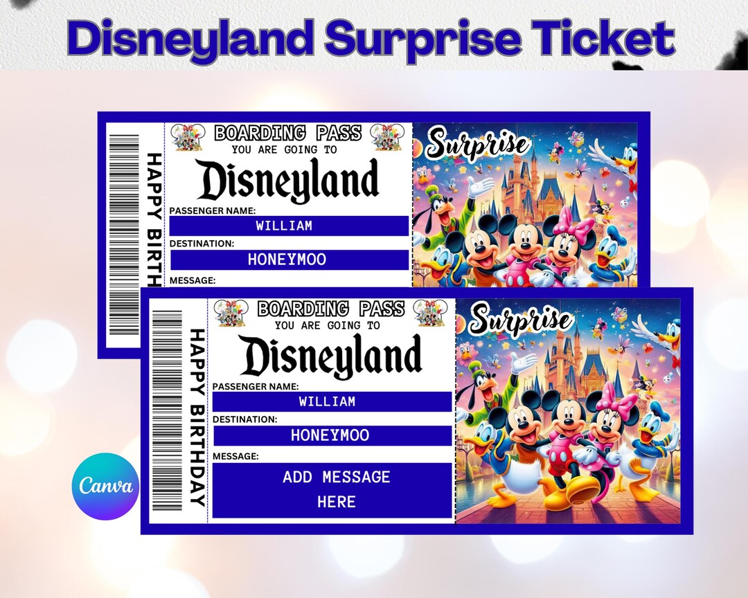 Editable Theme Park Surprise Ticket | DIY Vacation Boarding Pass ...