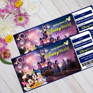Boleto editable para Disneyland: Revelación de viaje sorpresa (plantilla de Canva) imagen 3