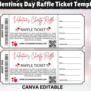Valentines Day Raffle Ticket, Printable Valentine&#39;s Raffle Ticket, Event Ticket, Raffle Tickets, Valentine Coupon, Instant Download