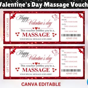 Valentinstag Massage Ticket, Valentinstag Spa Geschenkgutschein, Valentinstag Massage Gutschein, Geschenk für Sie, Canva Vorlage