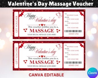 Boleto de masaje de San Valentín: Regalo de spa editable (plantilla de Canva)