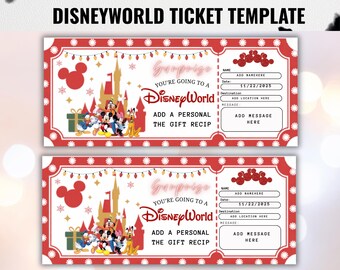 Disneyworld Ticket Template, Custom Printable Ticket, Surprise Gift, Editable Ticket, Instant Download, Vintage Disneyland, Canva Ready