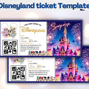 Magical Surprise Disneyland Ticket Template • Custom Editable Trip Reveal • Printable Vacation Gift Ticket • Instant Download PDF