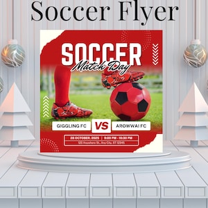 Editable Soccer Flyers, Soccer Party Invite, Soccer Sport Party, Game Day Flyer, Soccer Team, Sports Flyer, Canva Template, Instant Download