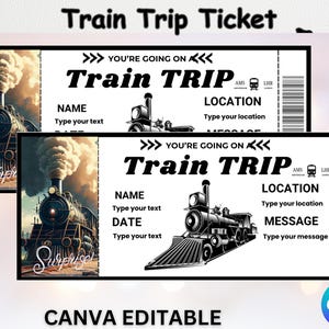 Billete de viaje en tren personalizable, billete de viaje en tren sorpresa, vale regalo para viaje en tren, billete de tren sorpresa para vacaciones, descarga instantánea