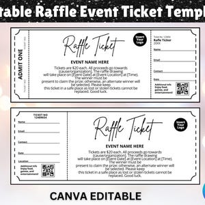 Bearbeitbare Raffle Event Ticket-Vorlage, anpassbares Raffle Ticket, Überraschungsraffle Event Ticket, 100% bearbeitbar, Geschenk für sie, Canva bearbeitbar