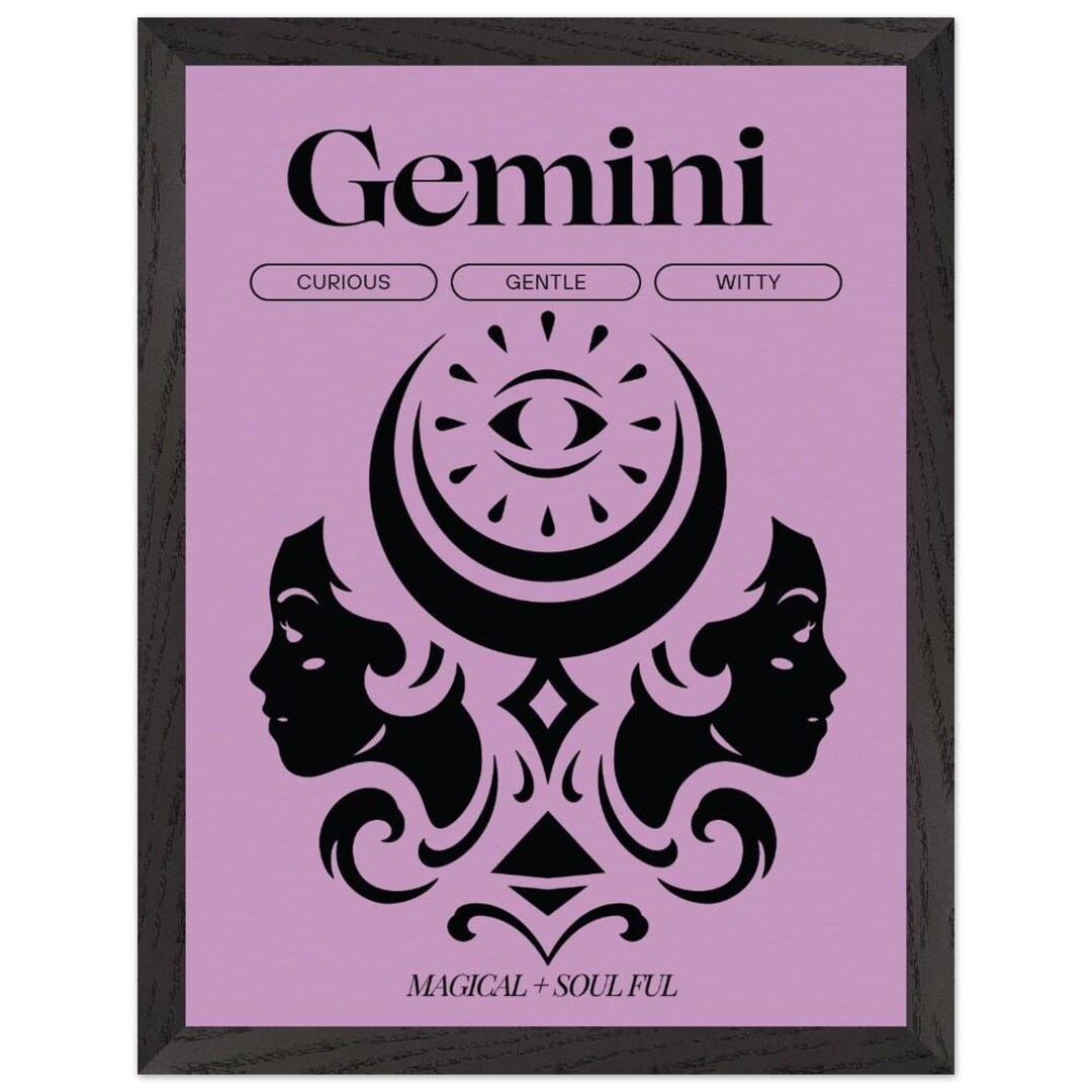 Premium Wooden Framed Poster With Museum Gemini Zodiac Wall Art - Etsy