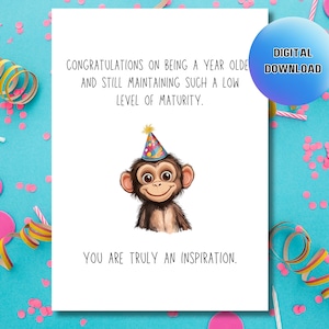 Carte d&#39;anniversaire imprimable ringard, impression de carte d&#39;anniversaire sarcastique, carte d&#39;anniversaire à télécharger pour lui, carte de voeux numérique, carte d&#39;anniversaire numérique