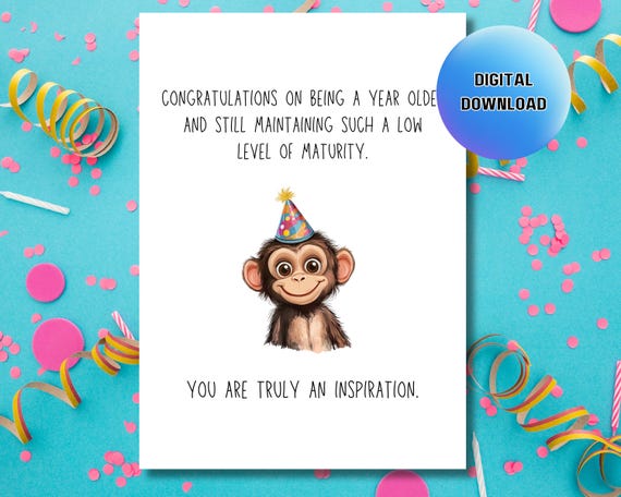 Rude Funny Monkey Birthday Card Paw Play Animal Humour Card For Any