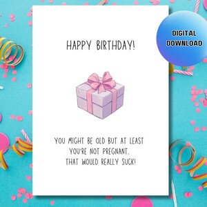 Sarcastic Birthday Greeting Digital, Cheesy Printable Birthday Card, Digital Printable Card, Inappropriate Card, Birthday Pun Card Digital