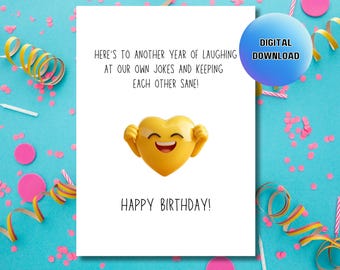 Cute Card For Friend, Cute Printable Birthday Card, Friend Birthday Card, Birthday Card Print Out, Digital Download Card, Thank You Card