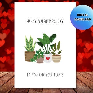 Biglietto digitale con pianta di San Valentino, biglietti di San Valentino con piante stampabili, biglietti di Ti amo da stampare, biglietti d'amore con piante, biglietti di San Valentino per lei da scaricare
