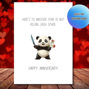 Carte d'anniversaire imprimable sarcastique, carte de jeu de mots couple, carte imprimable ringard, carte amour panda drôle numérique, téléchargement de carte d'anniversaire grossier