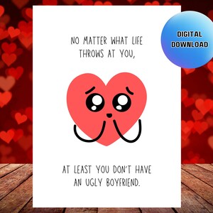 Carte imprimable de la Saint-Valentin pour petite amie, carte amour numérique drôle, téléchargement de carte d'anniversaire sarcastique, impression de carte amour inapproprié