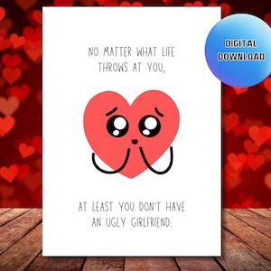 Carte imprimable de la Saint-Valentin pour petit ami, carte amour numérique drôle, téléchargement de carte d'anniversaire sarcastique, impression de carte amour inapproprié