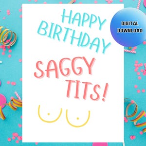 Inappropriate Card, Printable Card, Birthday Card For Her,  Digital Greeting Card, Punny Birthday Card Digital Download, Bday Card Digital