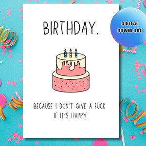 Téléchargement numérique carte, carte imprimable, carte d&#39;anniversaire sarcastique, carte d&#39;anniversaire imprimable drôle, impression de carte de joyeux anniversaire, téléchargement de jeu de mots d&#39;anniversaire