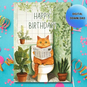Carte d'anniversaire imprimable au fromage, carte de joyeux anniversaire numérique, voeux d'anniversaire de chat mignon numérique, carte de Bday en téléchargement numérique, carte de maman chat
